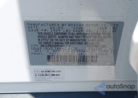 2023 Nissan Kicks Sv Xtronic Cvt from USA, damaged, VIN 3N1CP5CV2PL541273